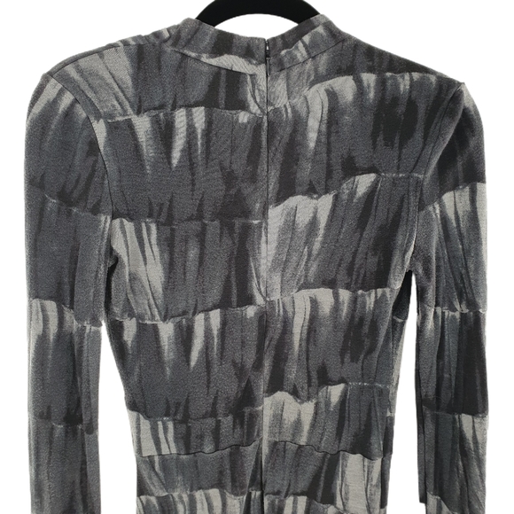 Armani Collezioni Long Sleeve Black and Gray Geometric Dress - Picture 3 of 5